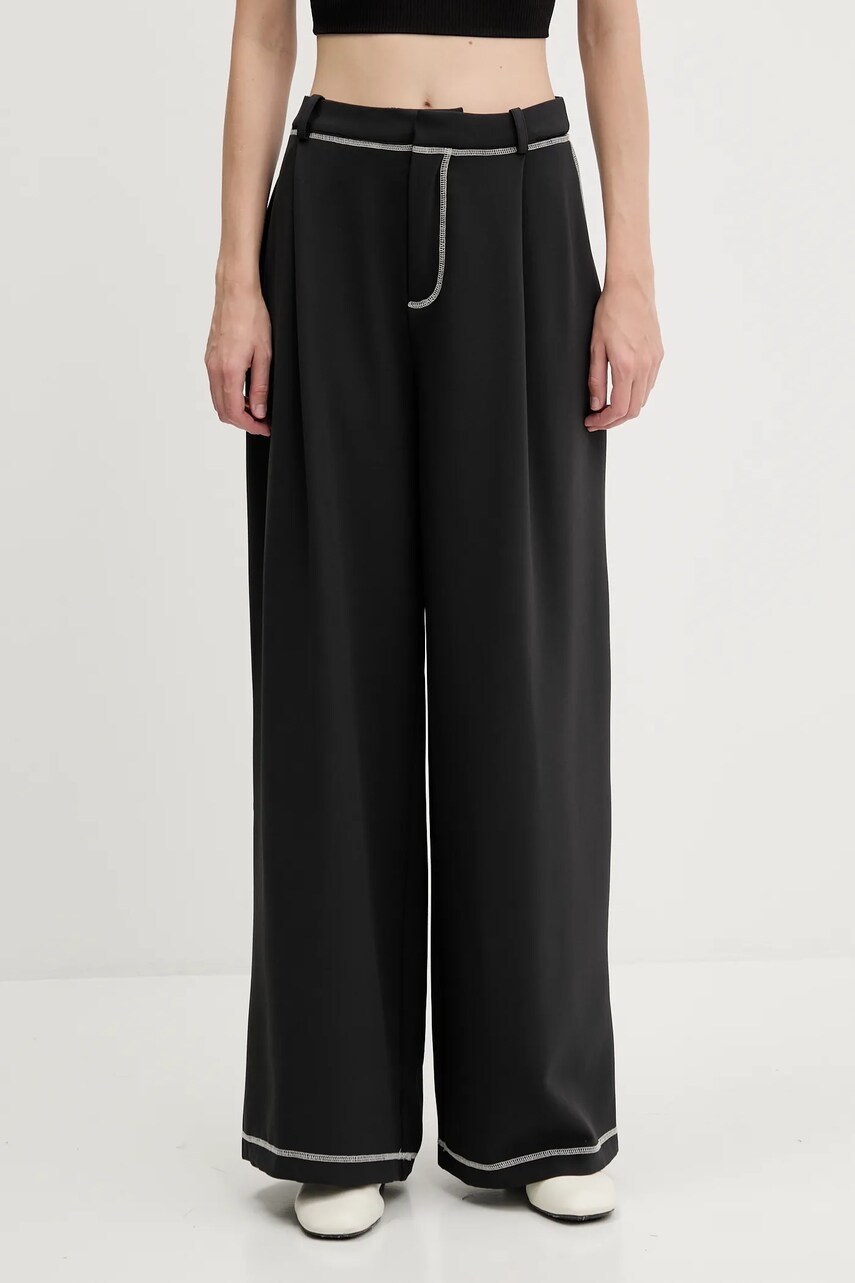 Levně Kalhoty Stine Goya dámské, černá barva, široké, high waist, SG-PF25-P093-2369