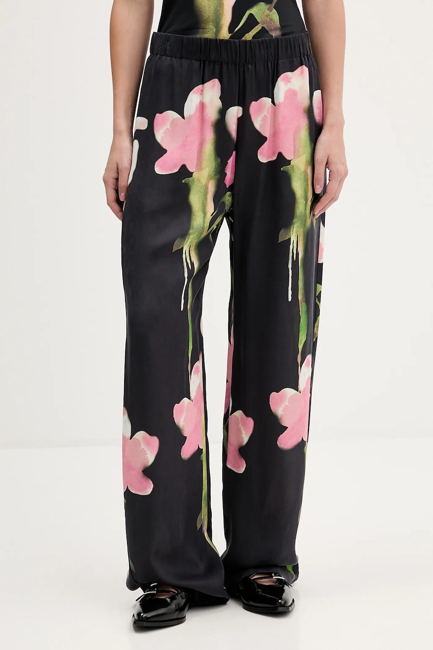 Levně Kalhoty Stine Goya dámské, černá barva, široké, high waist, SG-AW25-P009-2263