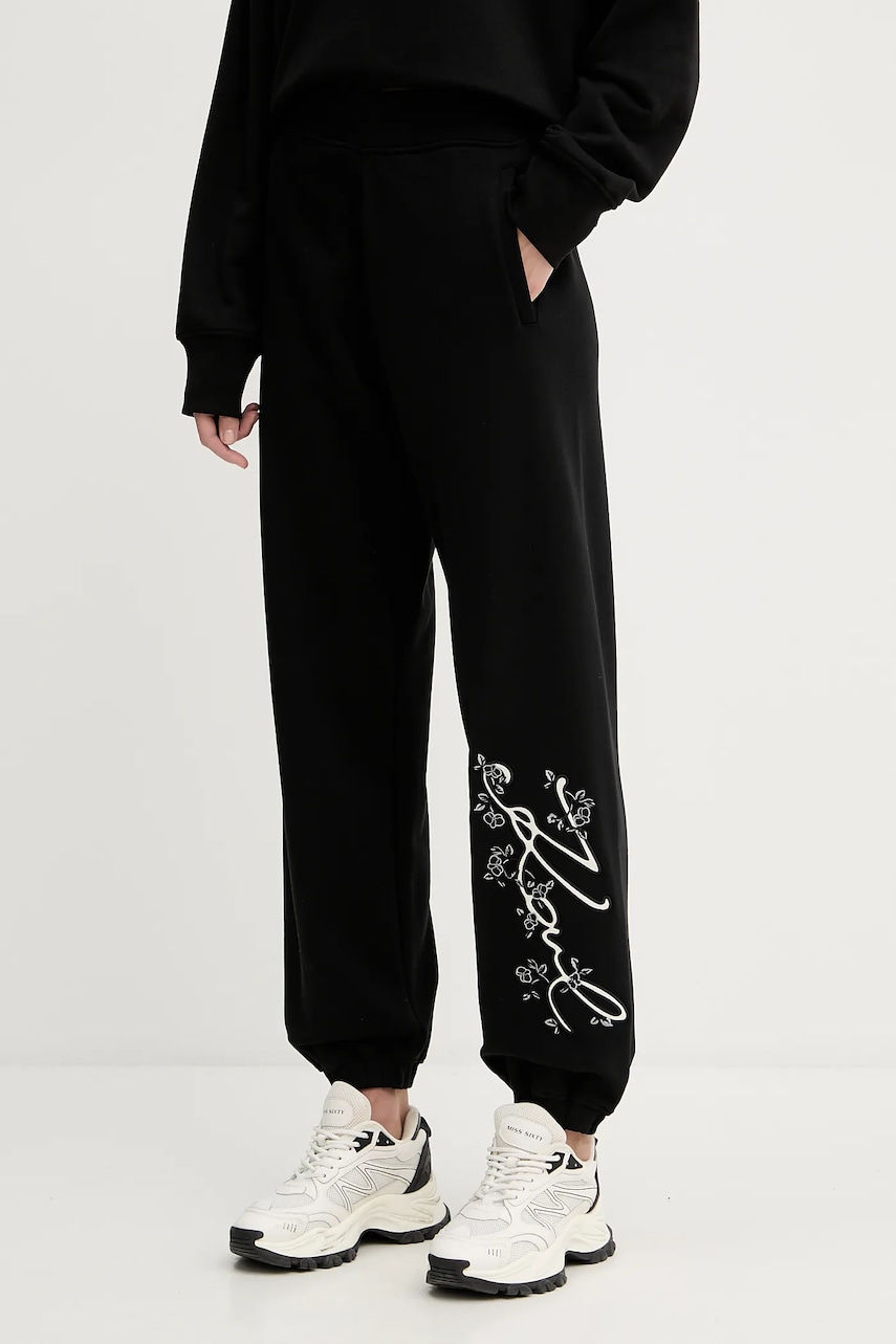 Karl Lagerfeld pantaloni de trening culoarea negru, cu imprimeu, A3W10009
