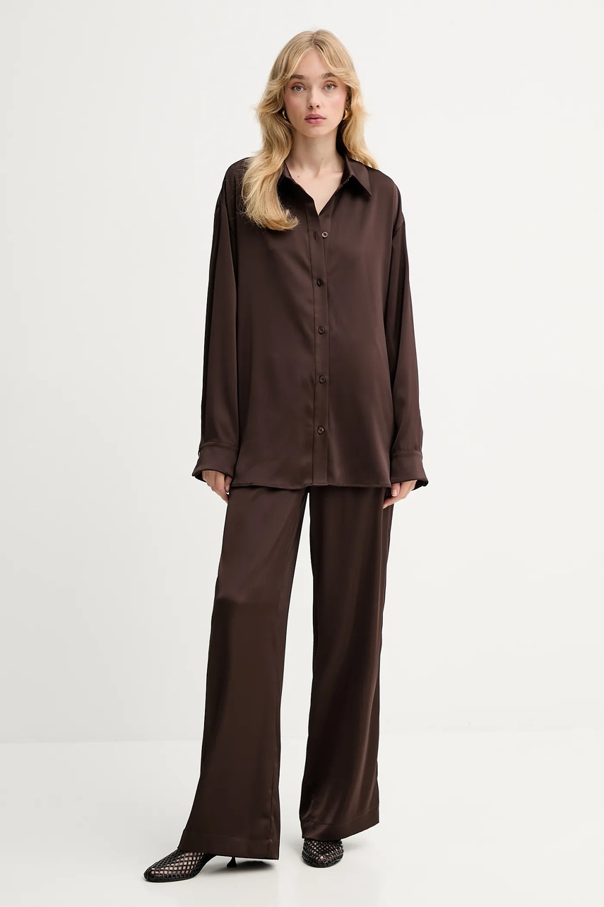 Брюки Gestuz цвет коричневый прямые высокая посадка 10910262