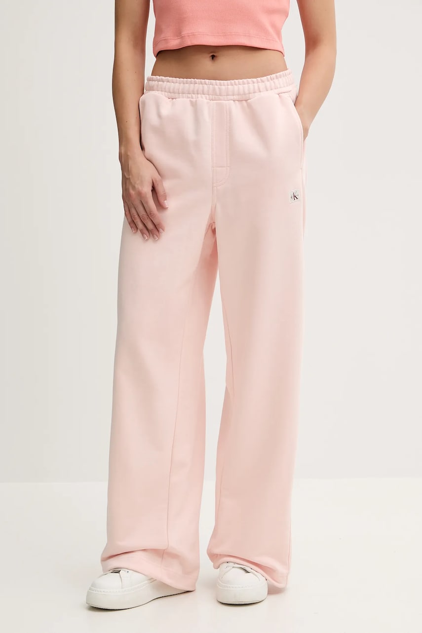 Levně Tepláky Calvin Klein Jeans dámské, růžová barva, LV047C249G