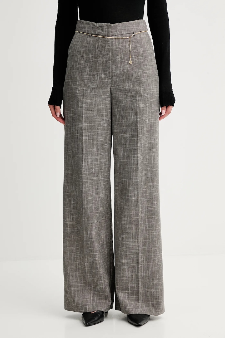 Simona Corsellini pantaloni culoarea maro, drept, high waist, A25CPPA01501