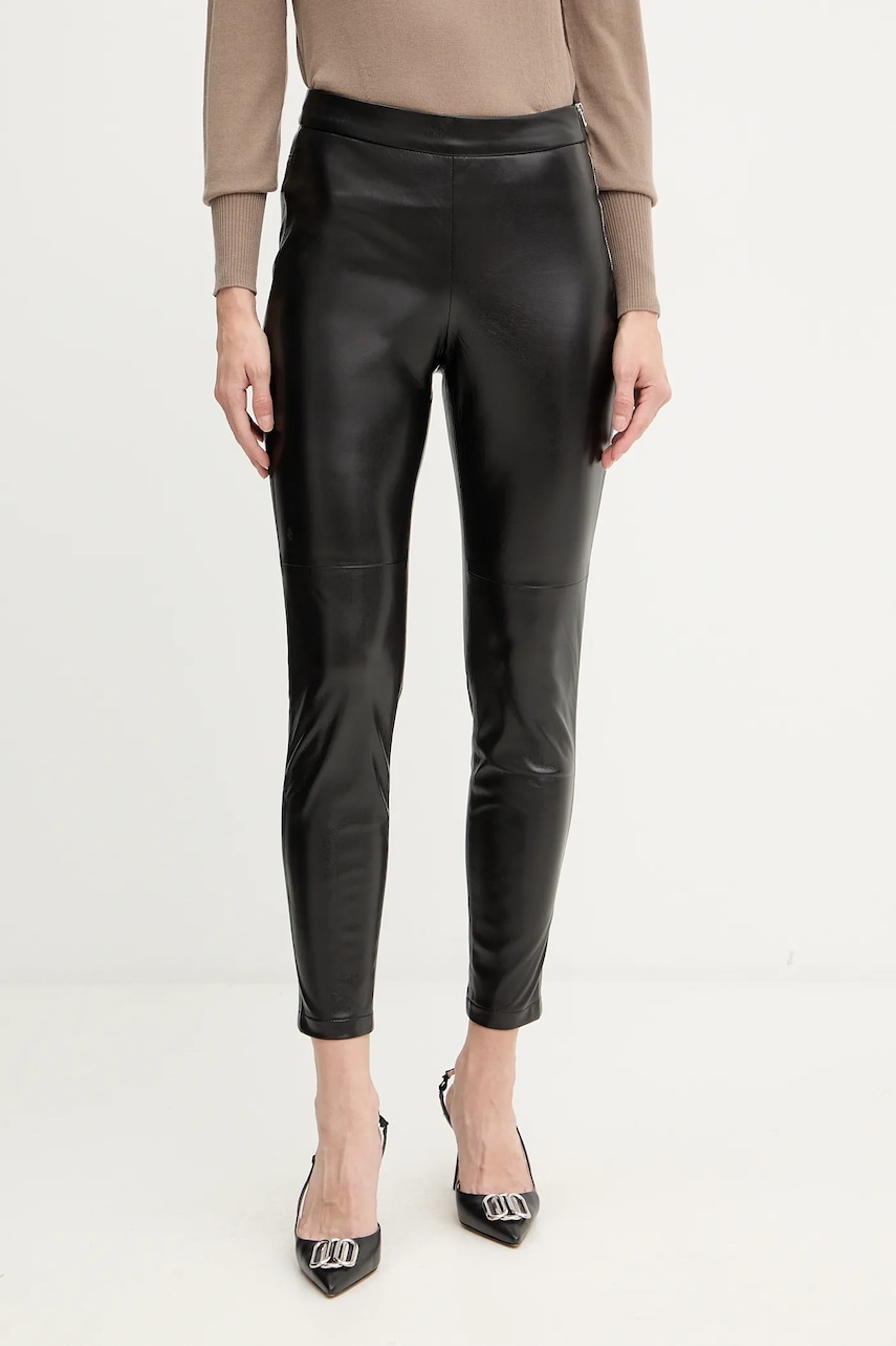 BOSS Orange pantaloni culoarea negru, mulată, high waist, 50551469