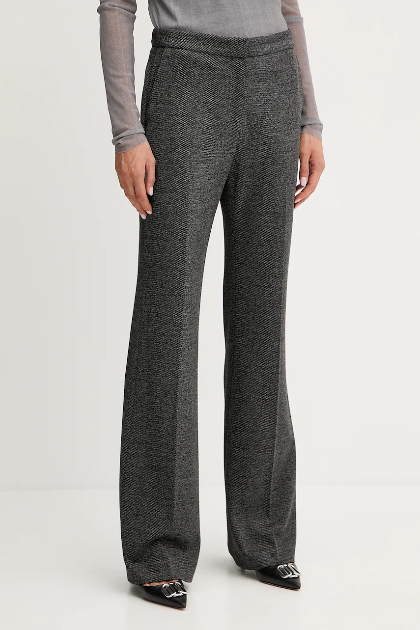 BOSS pantaloni culoarea gri, lat, high waist, 50543725