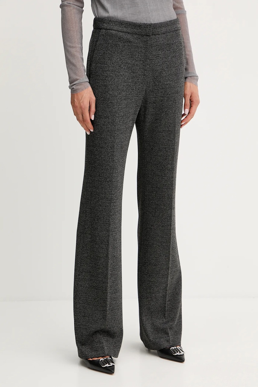 BOSS pantaloni culoarea gri, lat, high waist, 50543725