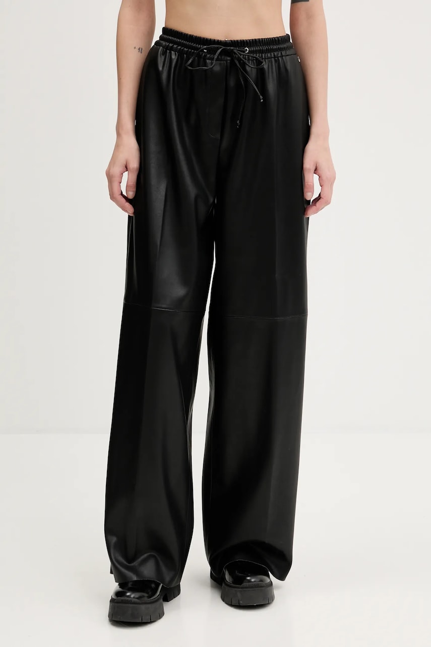 HUGO pantaloni culoarea negru, drept, high waist, 50542323