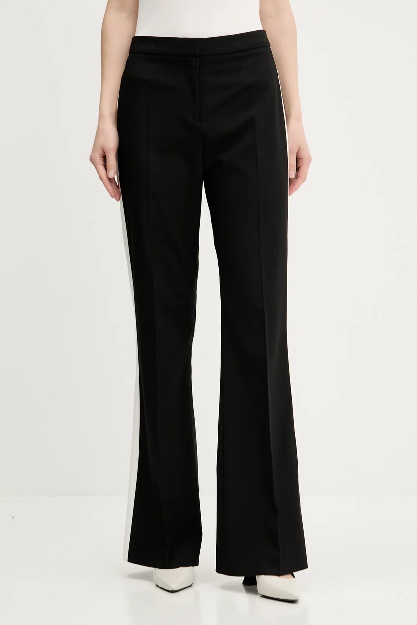 Levně Kalhoty HUGO dámské, černá barva, zvony, high waist, 50544753