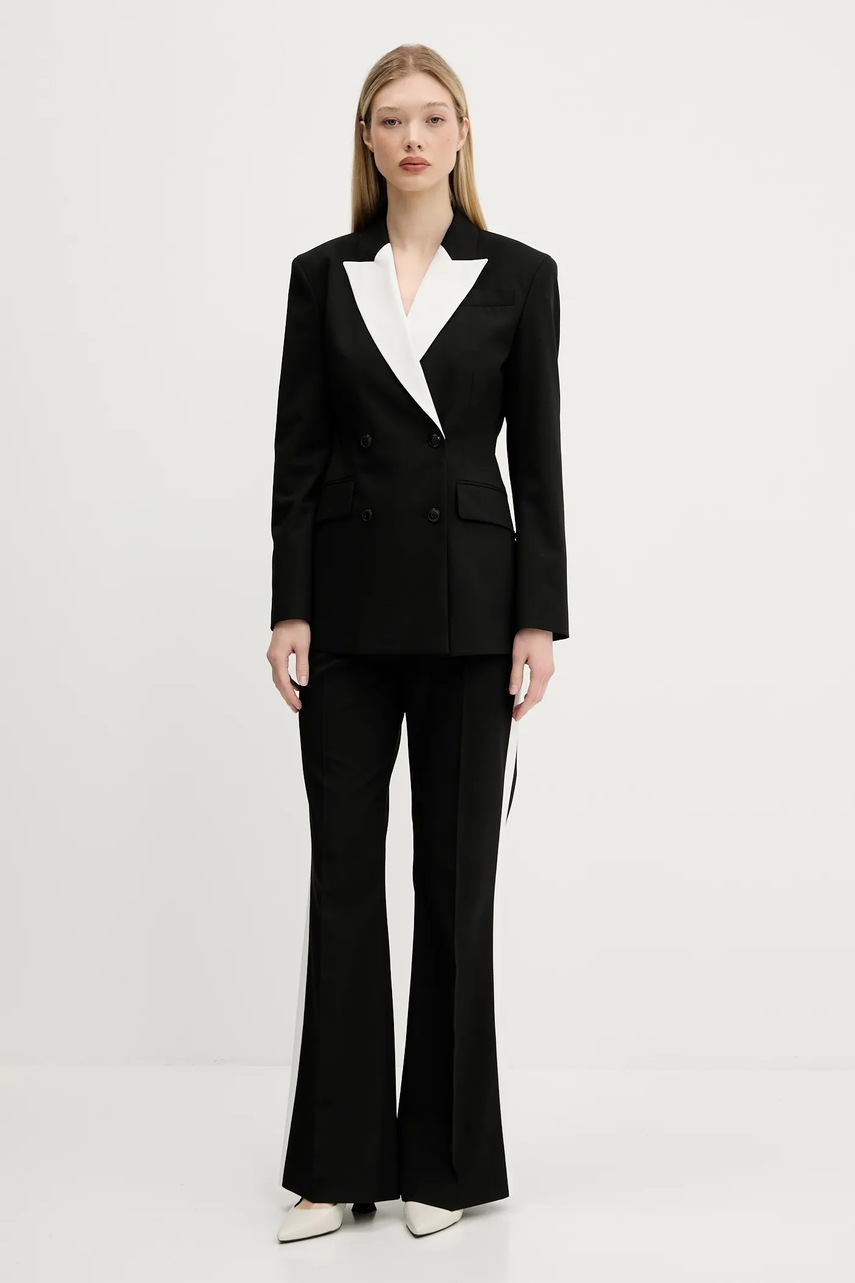 Брюки HUGO цвет чёрный клёш высокая посадка 50544753