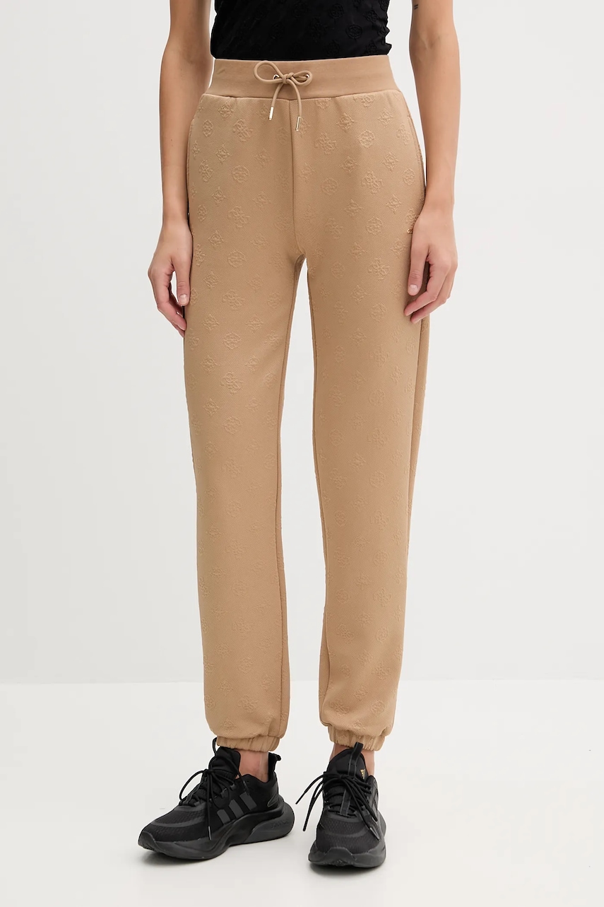 Levně Tepláky Guess PEONY dámské, zelená barva, V5YB06 KBSL2