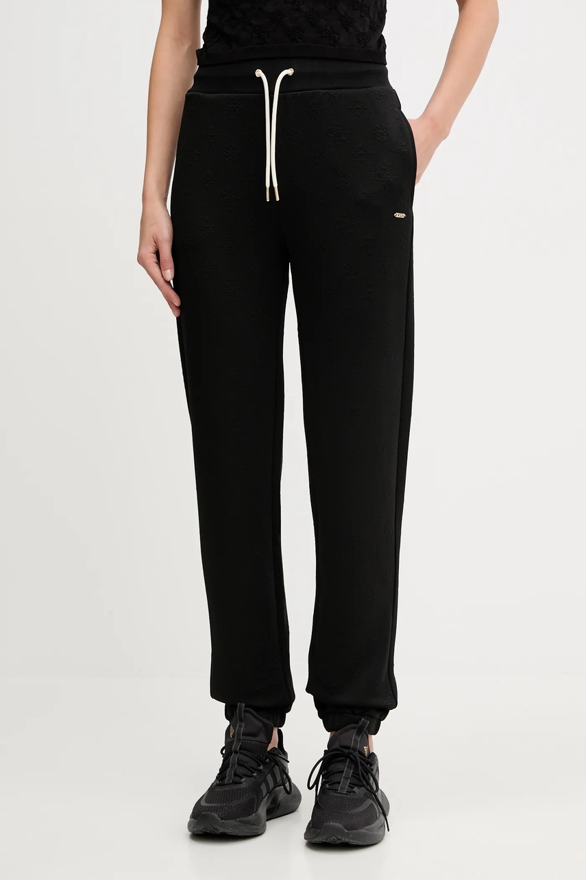 Levně Tepláky Guess PEONY dámské, černá barva, V5YB06 KBSL2