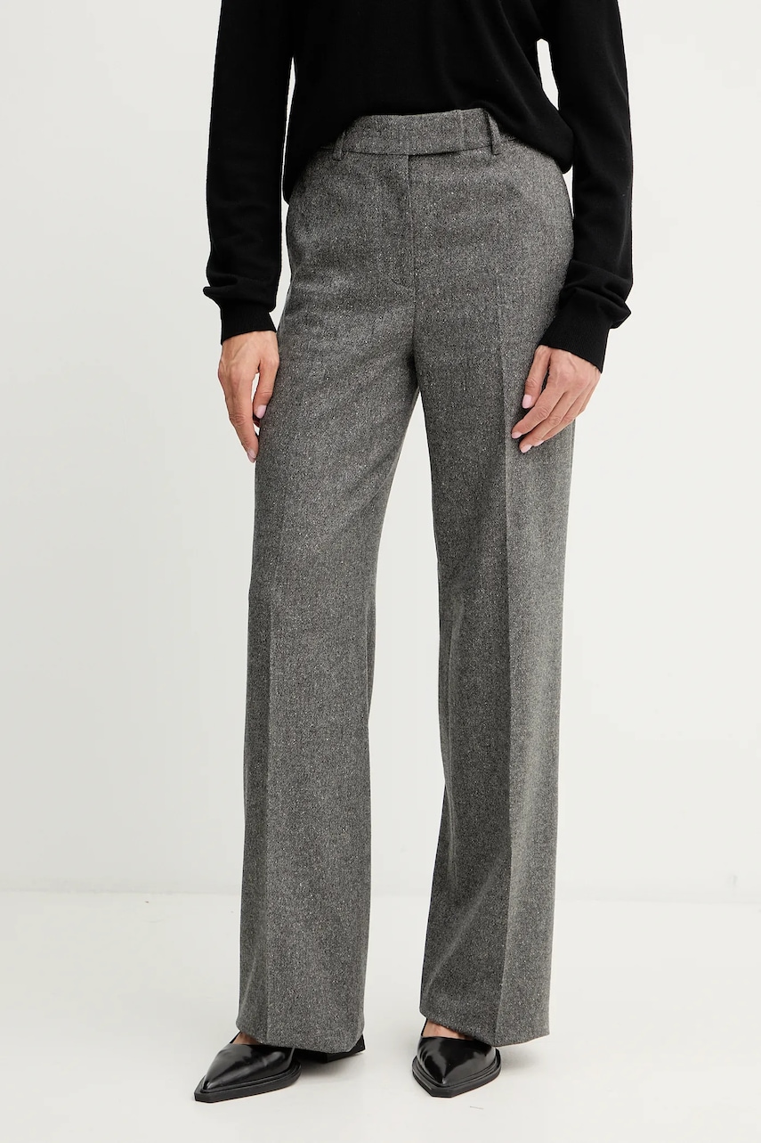 Iceberg pantaloni cu lână culoarea gri, drept, high waist, B081 3080