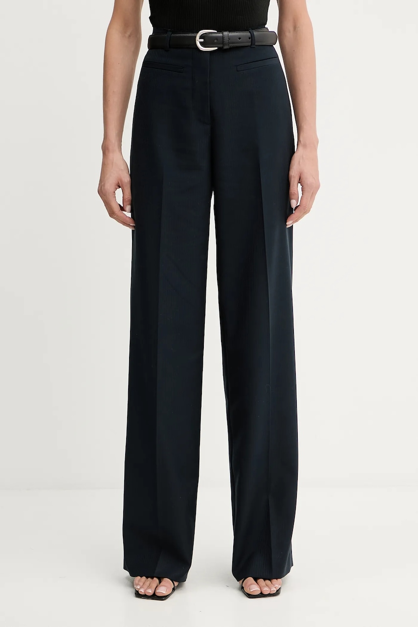 Iceberg pantaloni culoarea bleumarin, lat, high waist, B101 5257