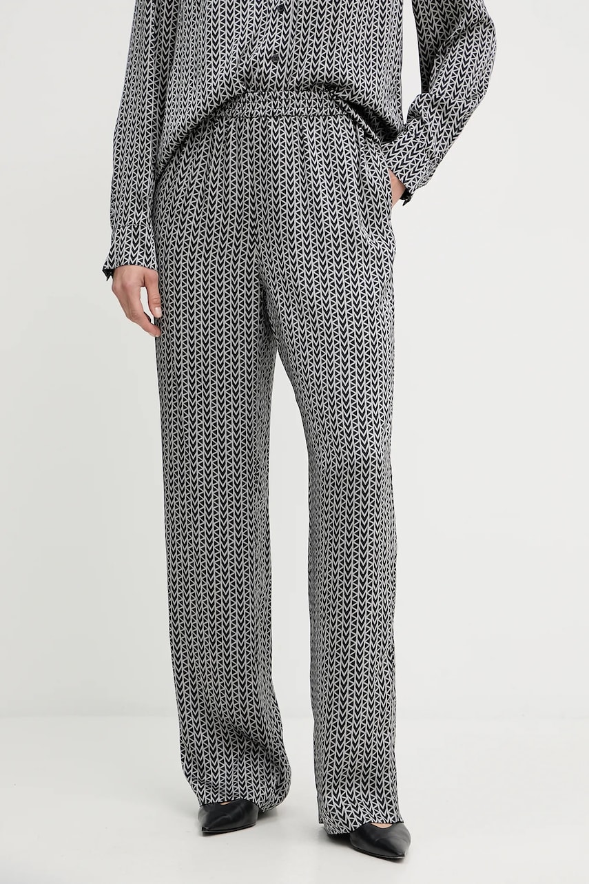 MICHAEL Michael Kors pantaloni culoarea gri, lat, high waist, MT53H0DJLW