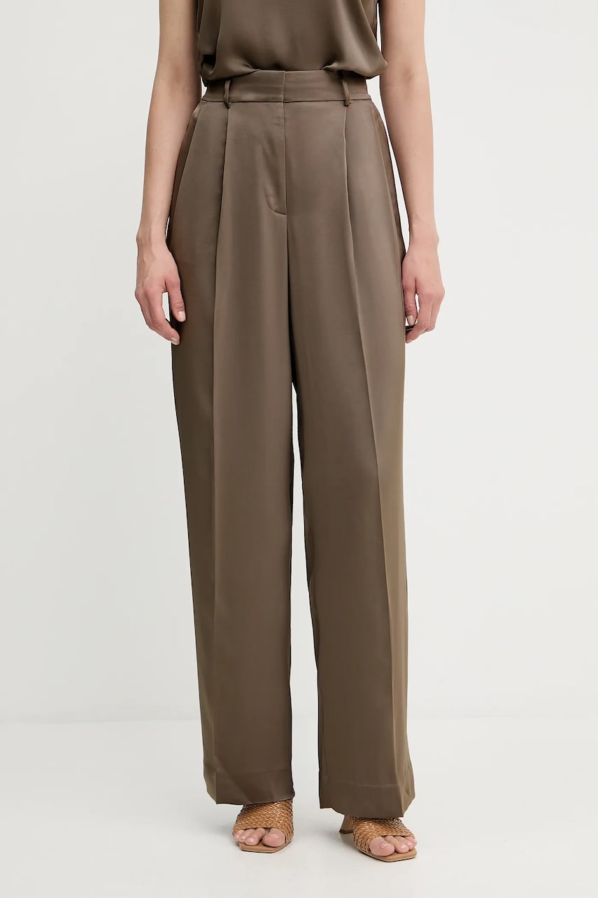 MICHAEL Michael Kors pantaloni culoarea verde, drept, high waist, MT530VRAYJ