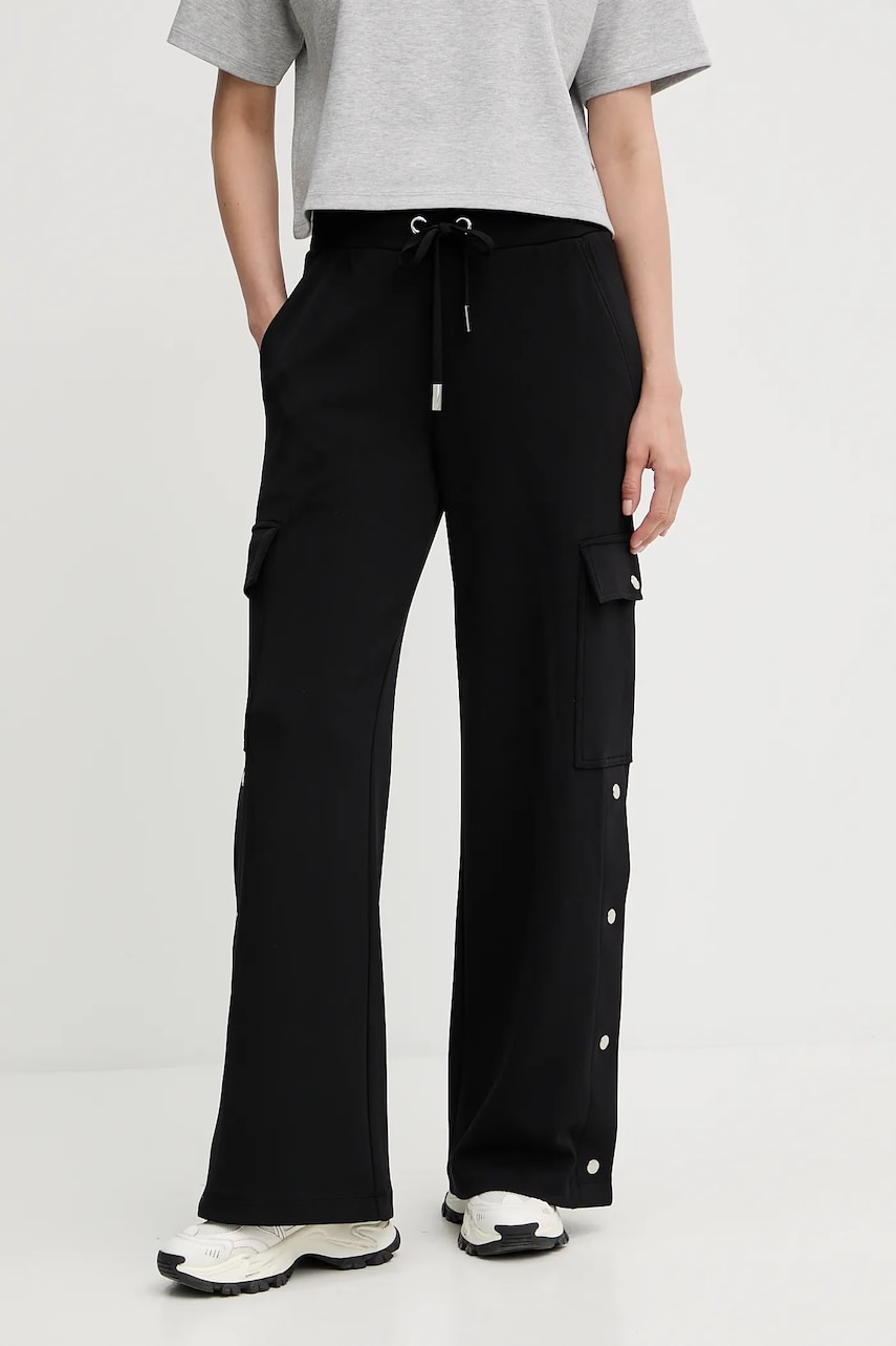 Levně Kalhoty MICHAEL Michael Kors dámské, černá barva, kapsáče, high waist, MT530VOE45