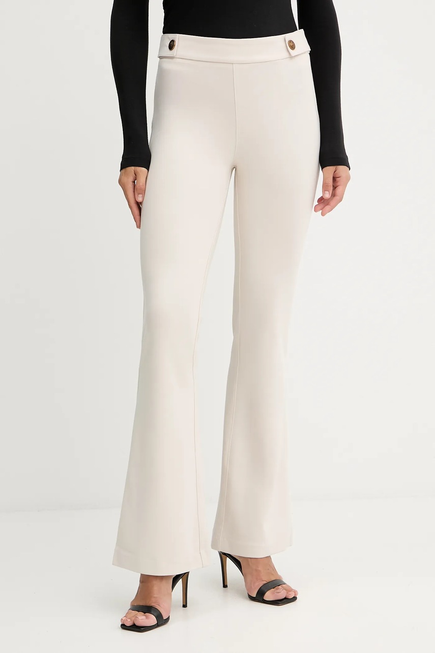 Levně Kalhoty Guess MAELICE dámské, béžová barva, zvony, high waist, W5YB0I KCMU2