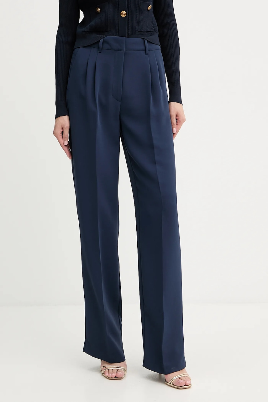 Levně Kalhoty Guess THEOLINE dámské, tmavomodrá barva, široké, high waist, W5YB08 WGHC2