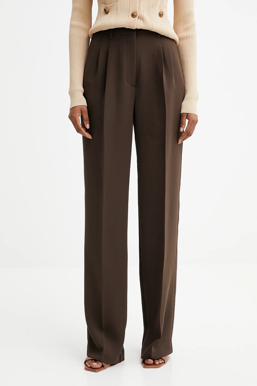 Levně Kalhoty Guess THEOLINE dámské, hnědá barva, široké, high waist, W5YB08 WGHC2