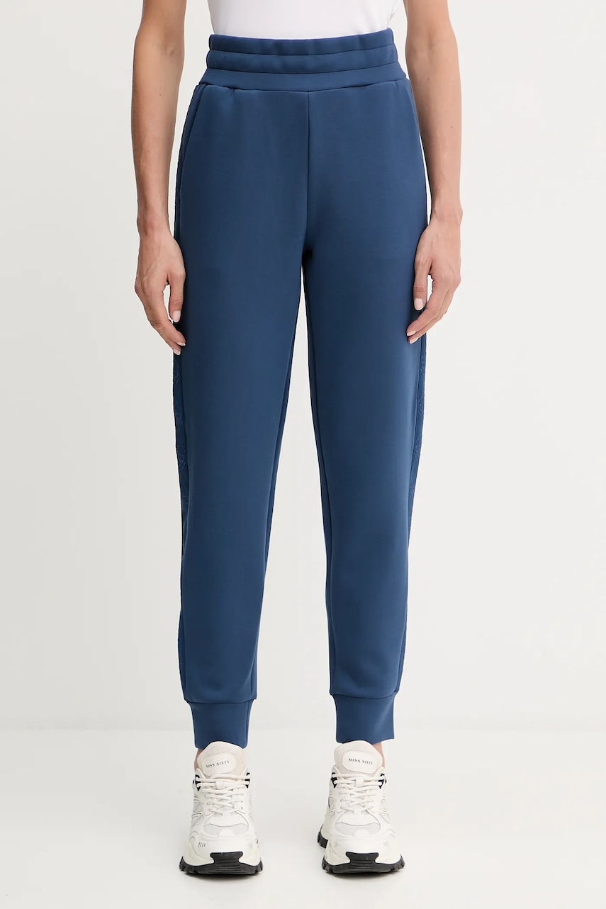 Levně Tepláky Guess NEW VICTOIRE dámské, modrá barva, s aplikací, W5YB11 KBYE2