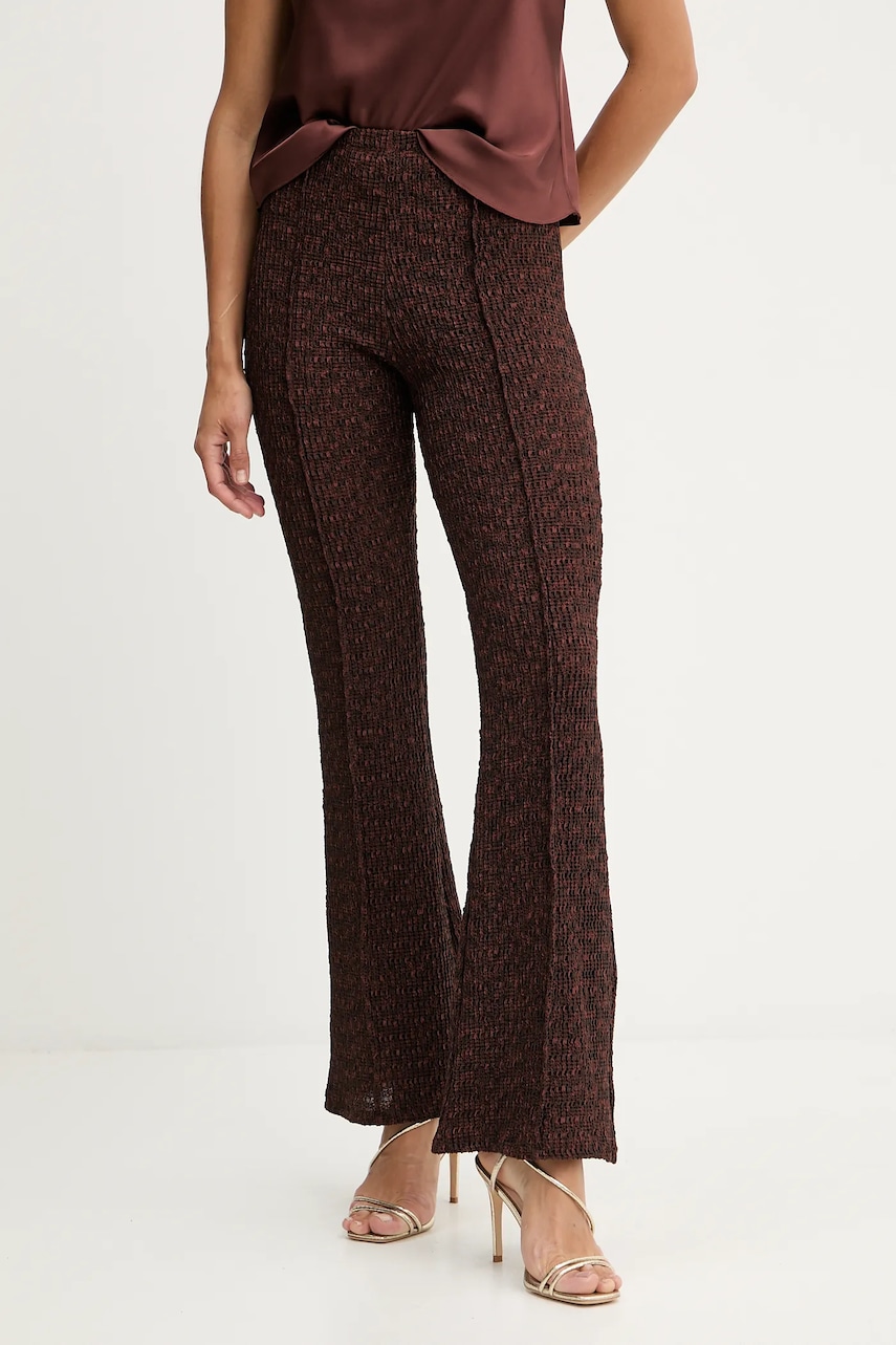 Levně Kalhoty Guess NALENY dámské, hnědá barva, zvony, high waist, W5YB72 KCYE2