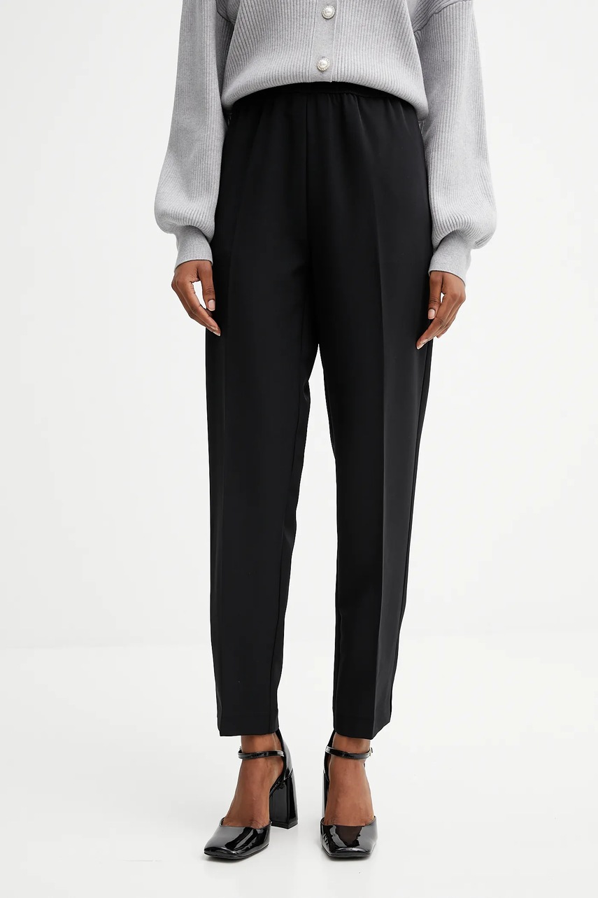 Levně Kalhoty Guess ROBERTA dámské, černá barva, high waist, W5YB01 WH9Y2