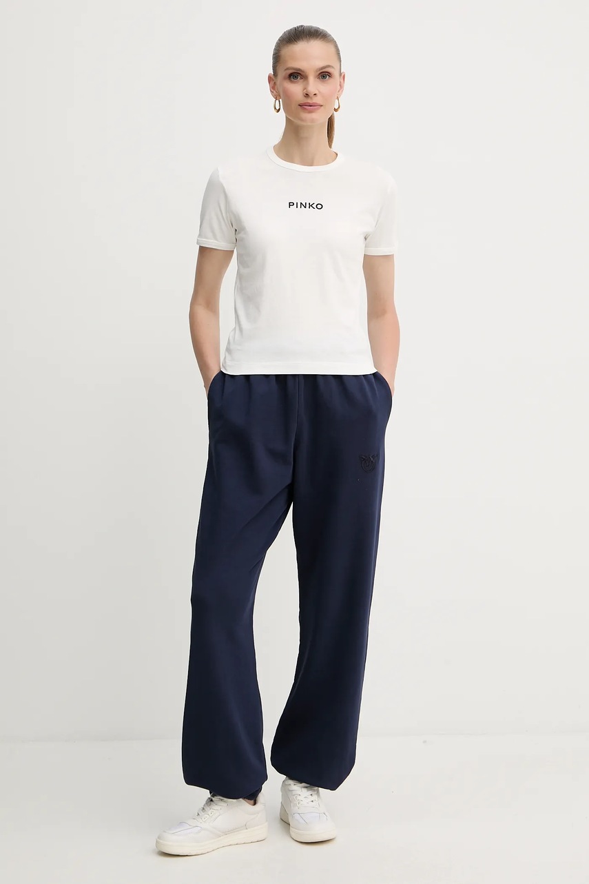 Хлопковые спортивные штаны Pinko цвет синий однотонные 105508 A2RB Хлопковые спортивные штаны Pinko цвет синий однотонные 105508 A2RB
