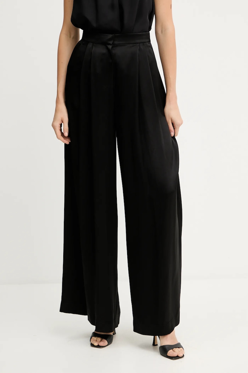 Levně Kalhoty Pinko dámské, černá barva, široké, high waist, 105716 A1Y5