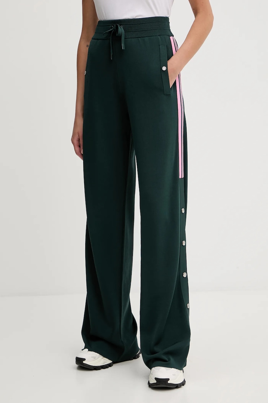 Levně Kalhoty Pinko dámské, zelená barva, široké, high waist, 105394 A2FQ