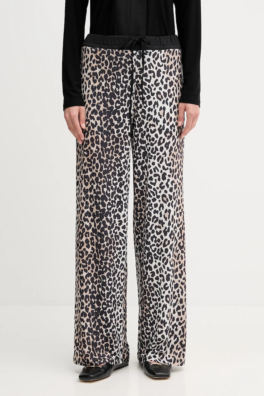 OUI pantaloni culoarea negru, lat, high waist, 93782