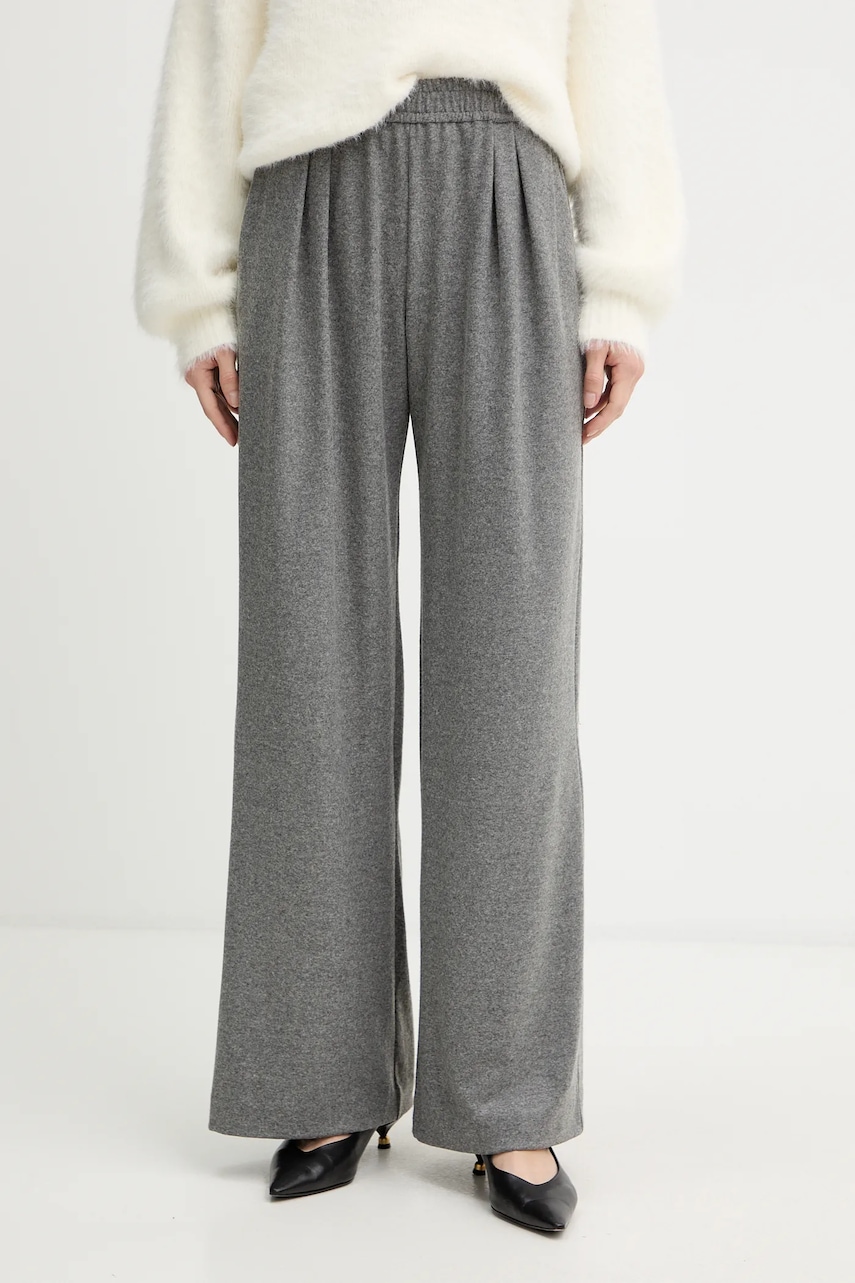 Levně Kalhoty s příměsí vlny Pinko šedá barva, high waist, 106118 A2ZU