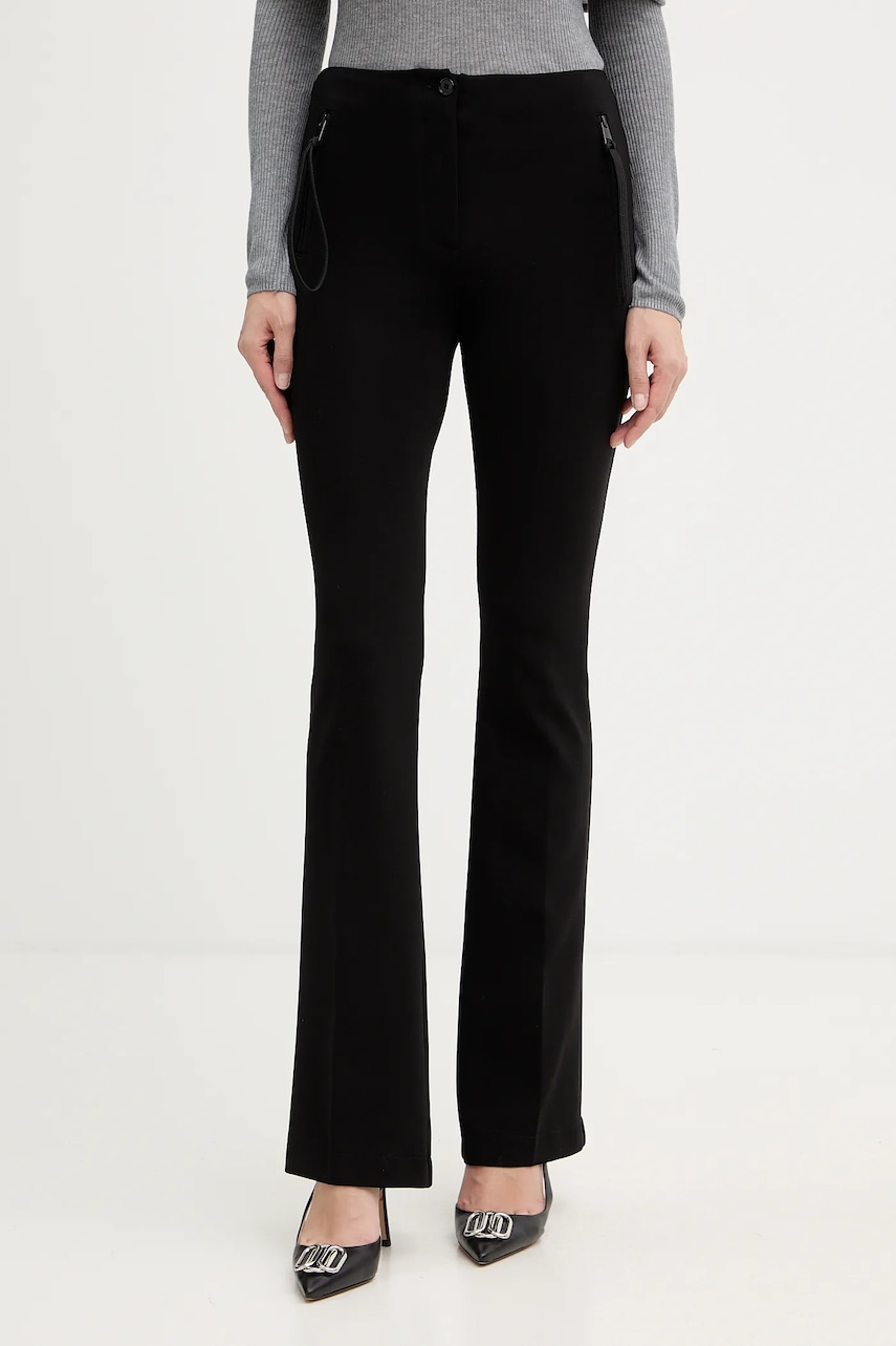 Levně Kalhoty Pinko dámské, černá barva, zvony, high waist, 106093 A04I