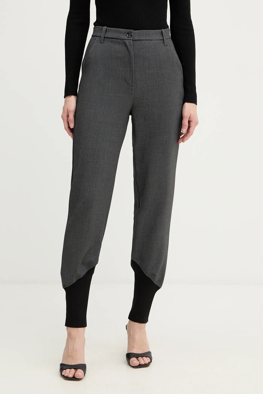 Kalhoty Pinko dámské, šedá barva, high waist, 106120 A2ZT