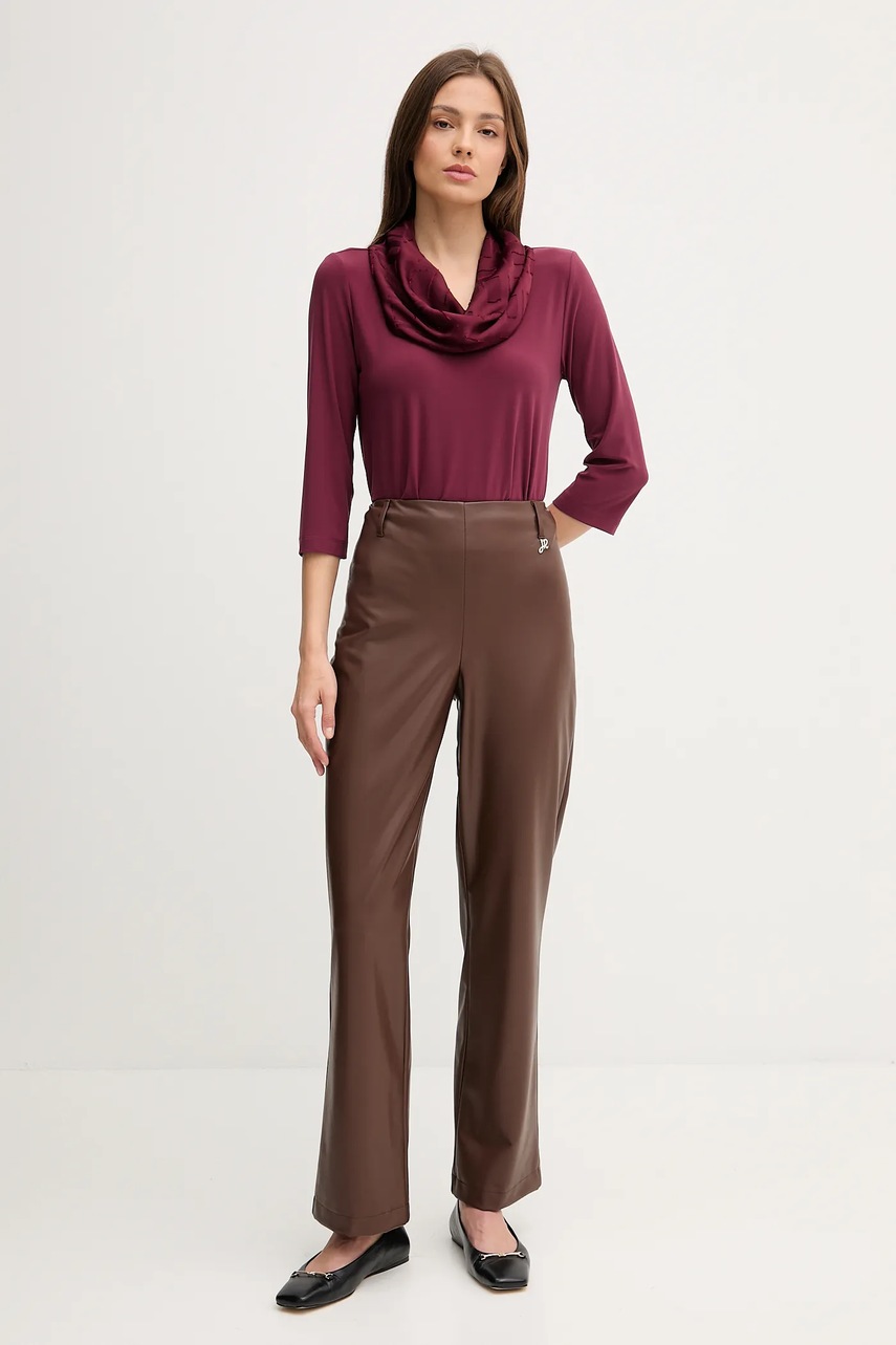 Брюки Joseph Ribkoff цвет коричневый прямые высокая посадка 253060