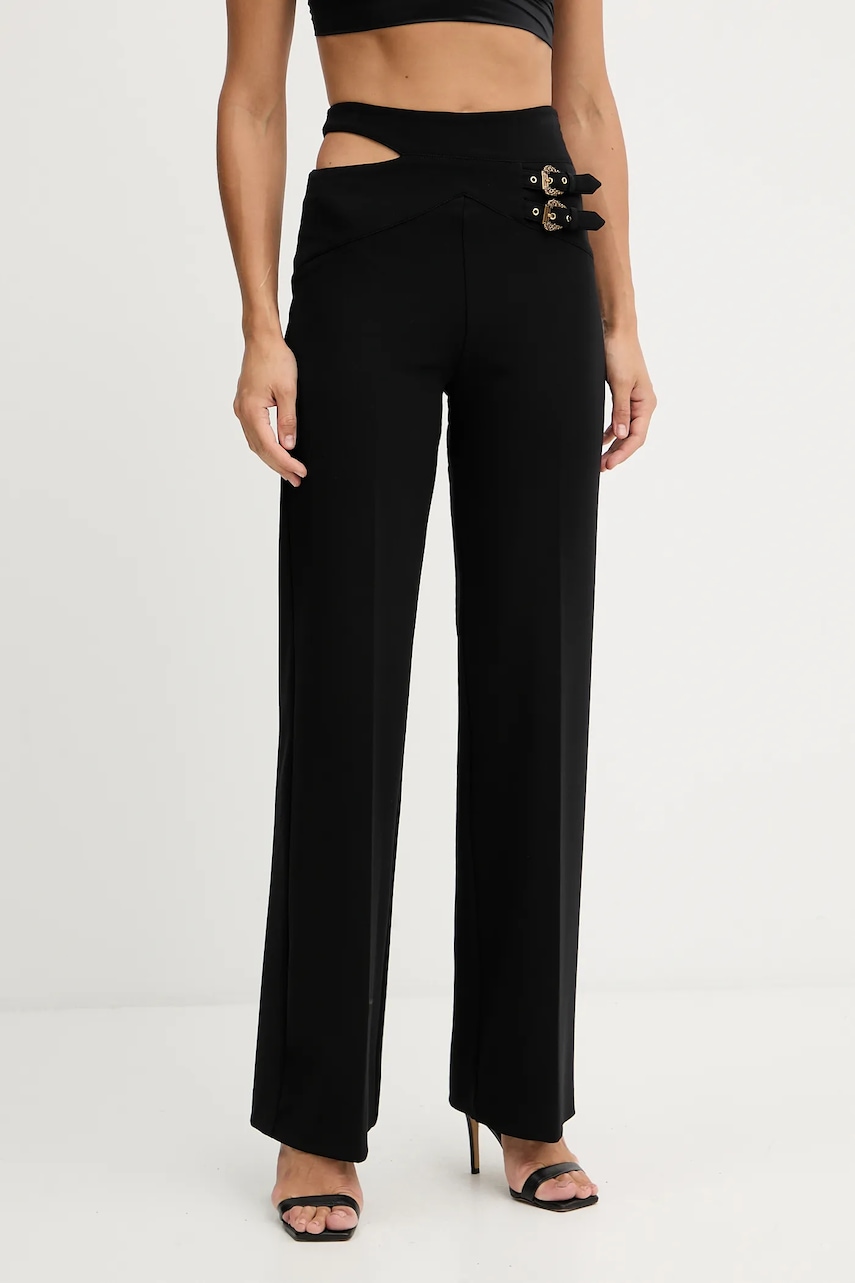 Versace Jeans Couture pantaloni culoarea negru, drept, high waist, 79HAA100 N0356