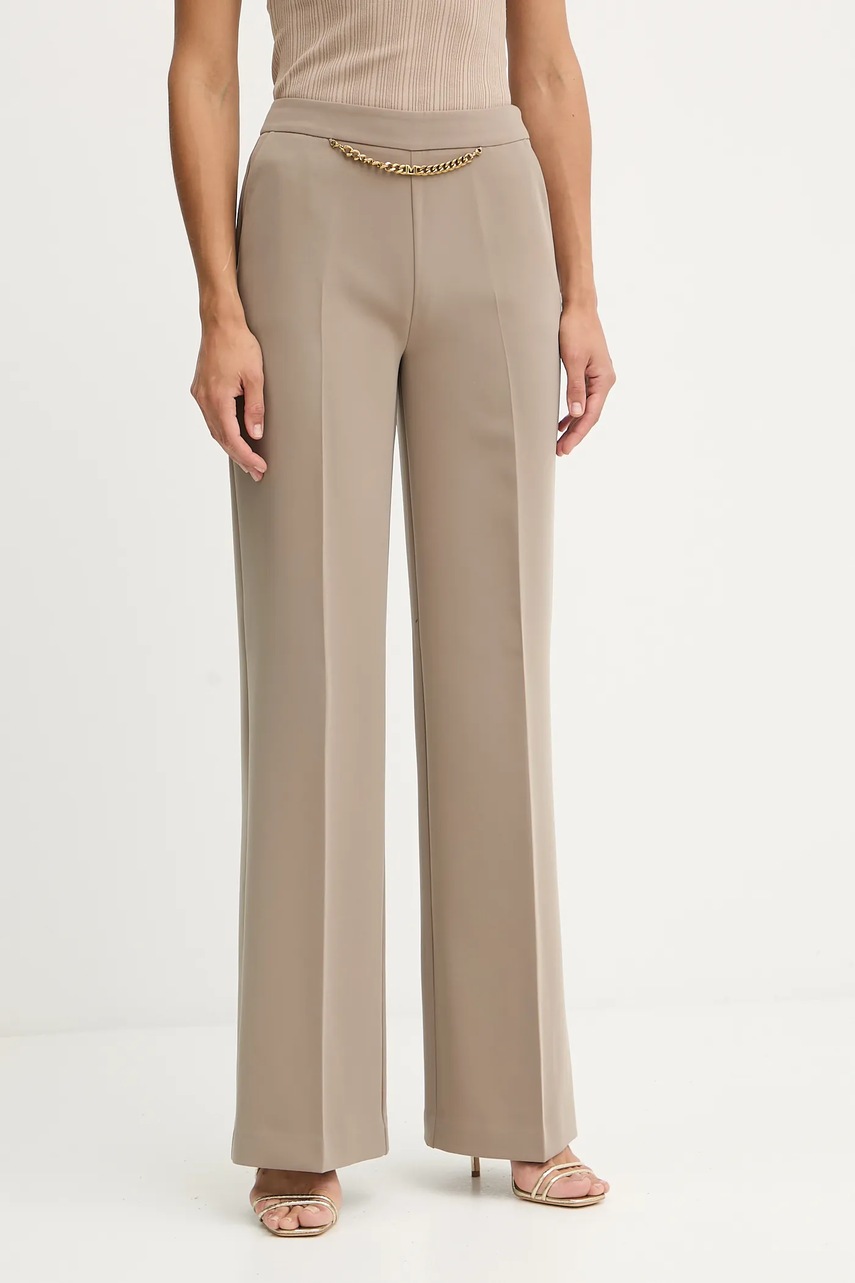 Levně Kalhoty Marciano Guess ELLA dámské, béžová barva, široké, high waist, 5YGB01 7357A