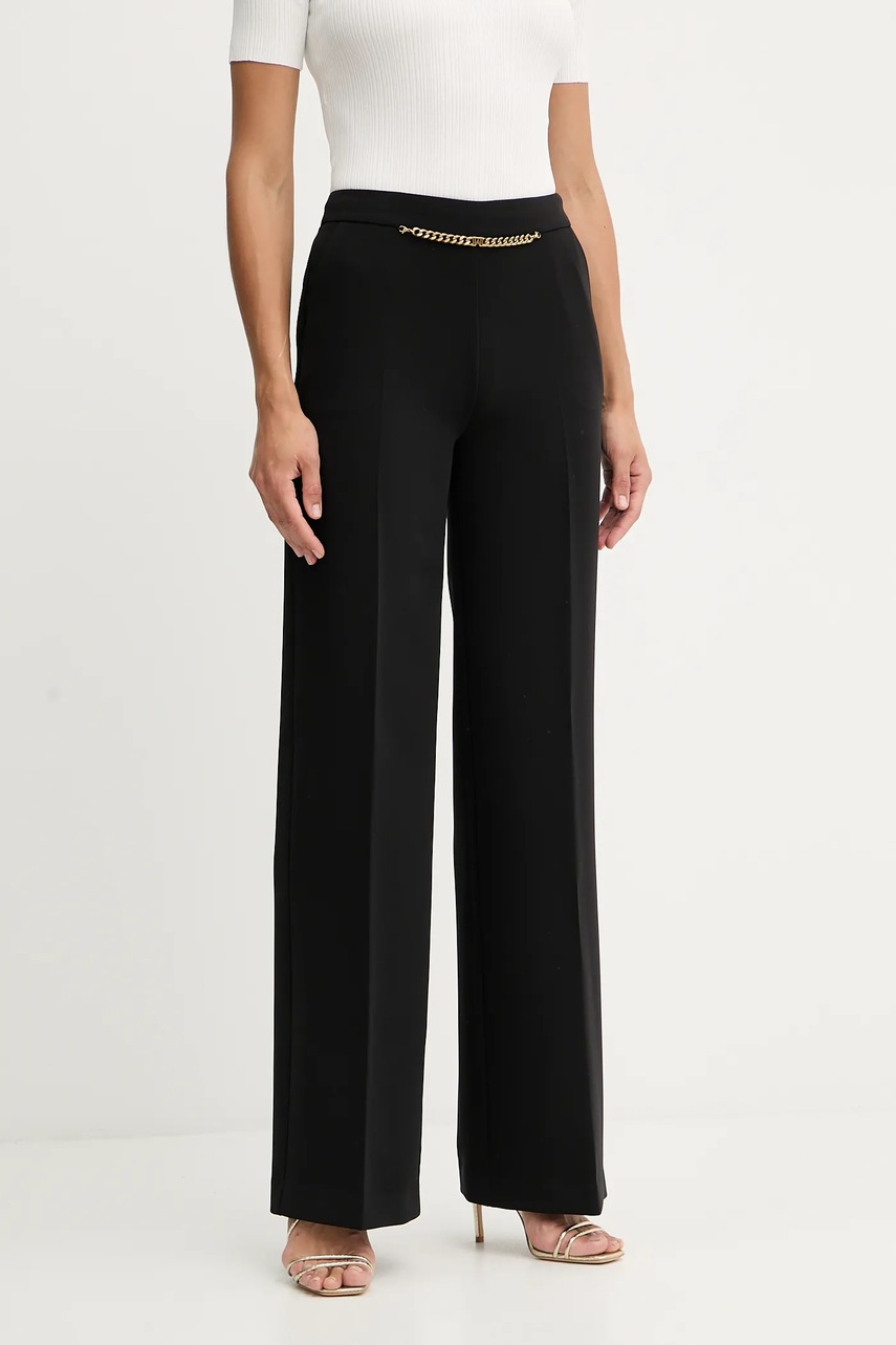 Levně Kalhoty Marciano Guess ELLA dámské, černá barva, široké, high waist, 5YGB01 7357A