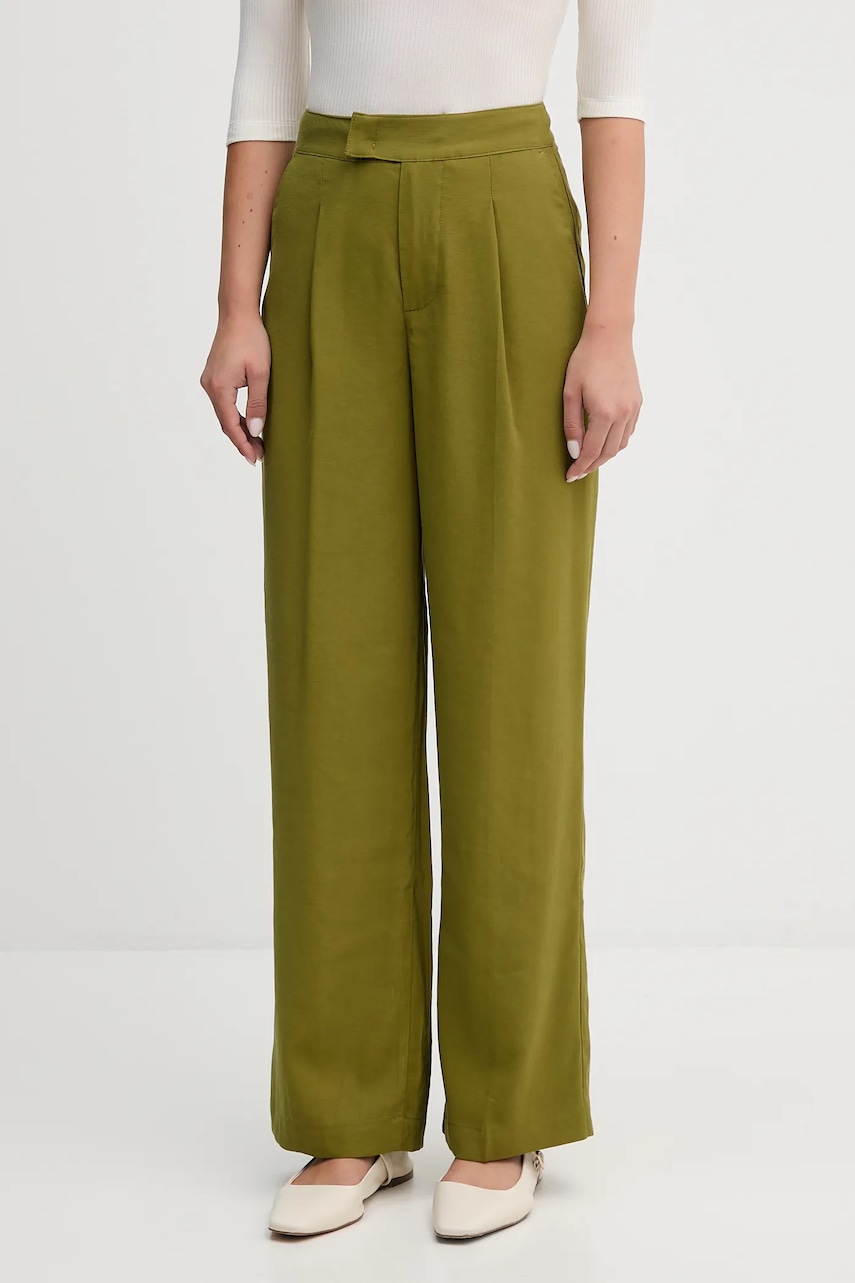 United Colors of Benetton pantaloni culoarea verde, lat, high waist, 4K3ADF09Z