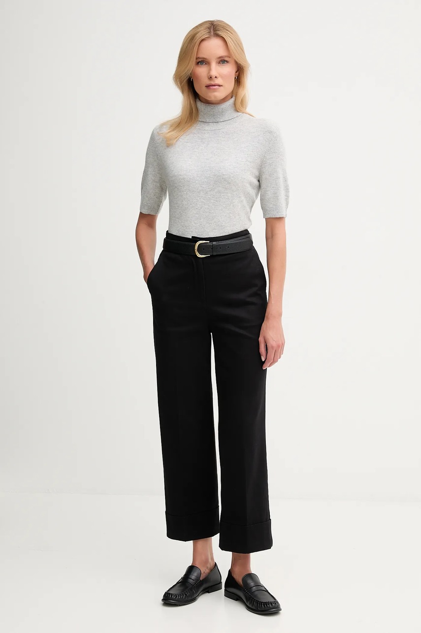 Брюки United Colors of Benetton цвет чёрный прямые высокая посадка 4SJCDF07J