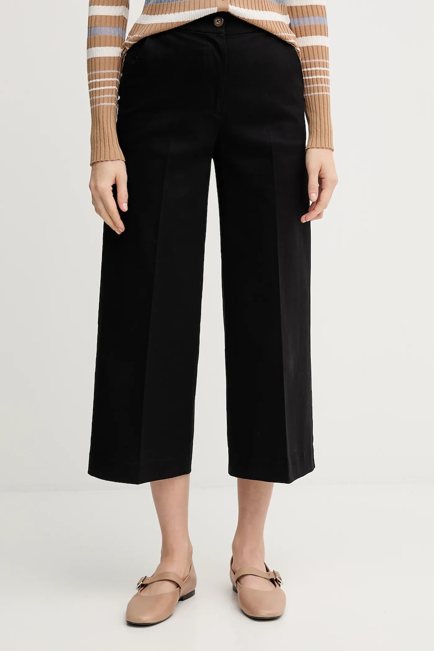 United Colors of Benetton pantaloni culoarea negru, lat, high waist, 4SJCDF09W