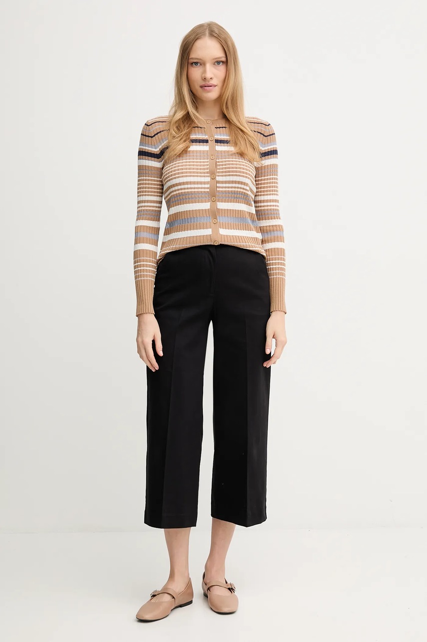 Брюки United Colors of Benetton цвет чёрный широкие высокая посадка 4SJCDF09W