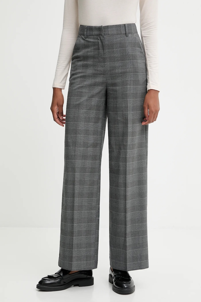 United Colors of Benetton pantaloni culoarea gri, drept, high waist, 4X8MDF07F