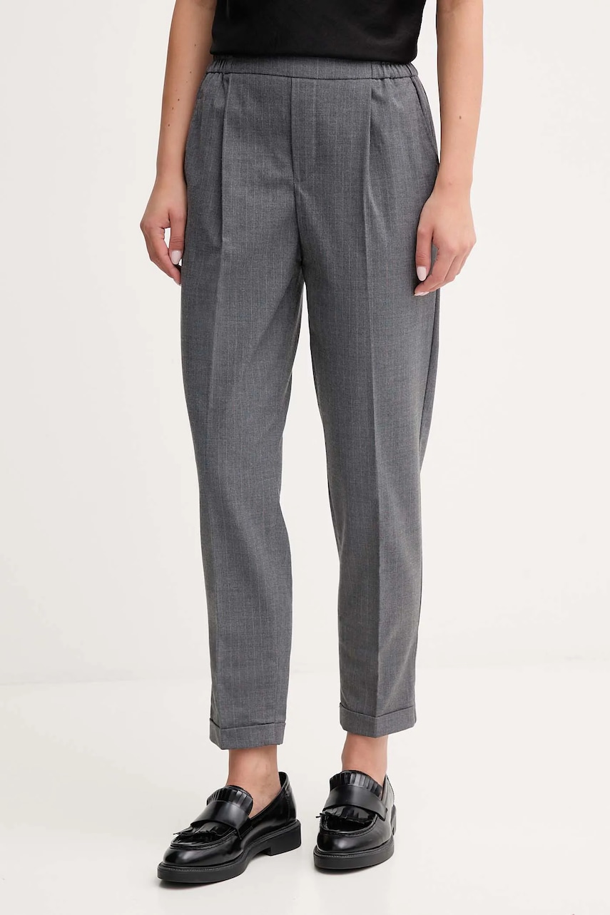 United Colors of Benetton pantaloni culoarea gri, fason tigareta, high waist, 4X8MDF081