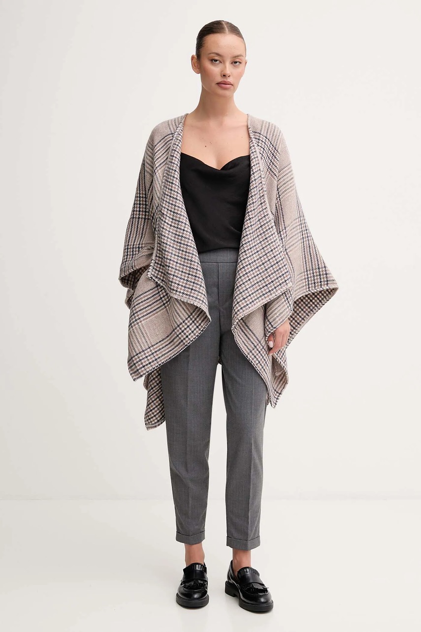 Брюки United Colors of Benetton цвет серый фасон сигареты высокая посадка 4X8MDF081