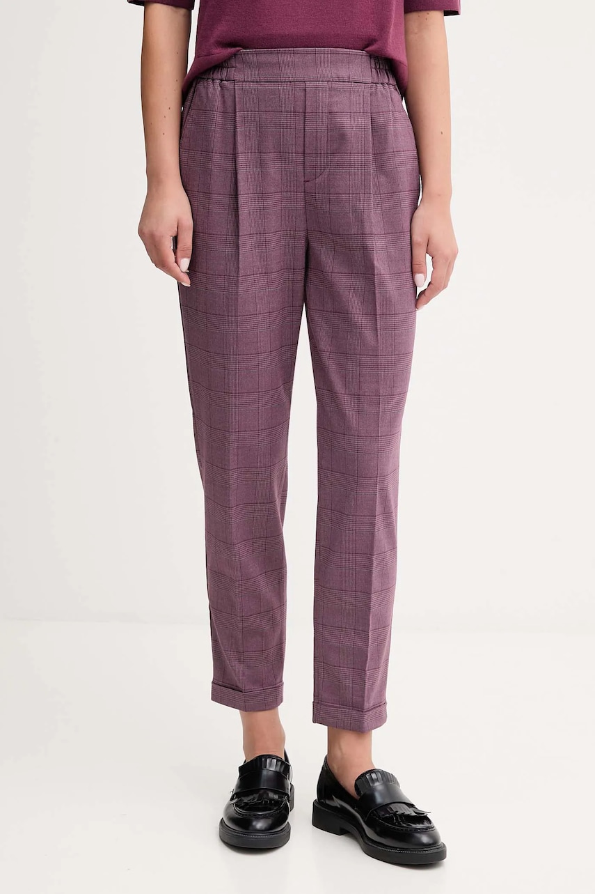United Colors of Benetton pantaloni culoarea bordo, fason tigareta, high waist, 4X8MDF081
