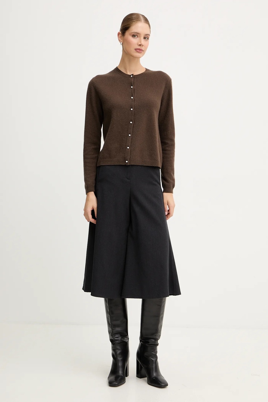 Брюки с примесью шерсти United Colors of Benetton цвет серый широкие высокая посадка 4YVXDF0A9