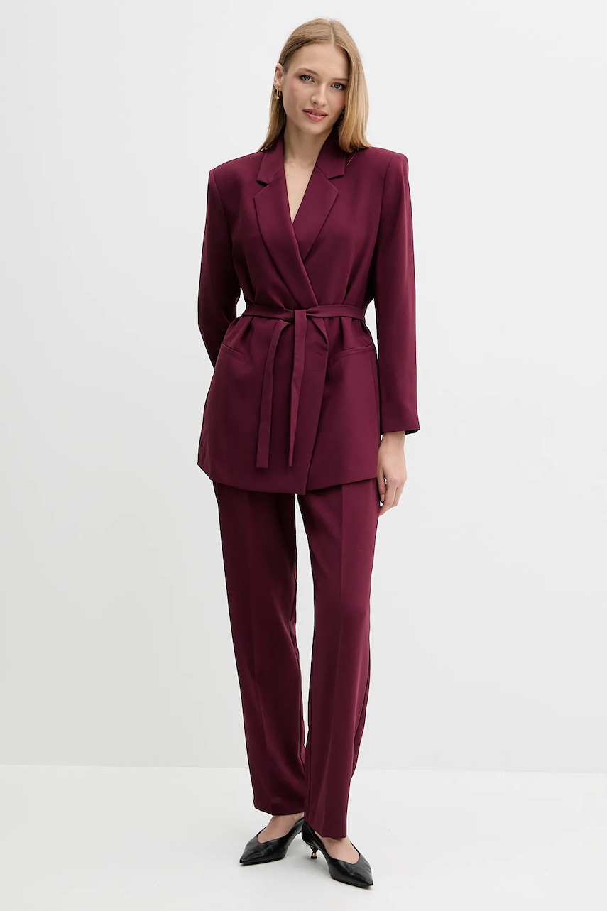 Брюки Armani Exchange цвет бордовый прямые высокая посадка XW000664 AF10872 Брюки Armani Exchange цвет бордовый прямые высокая посадка XW000664 AF10872