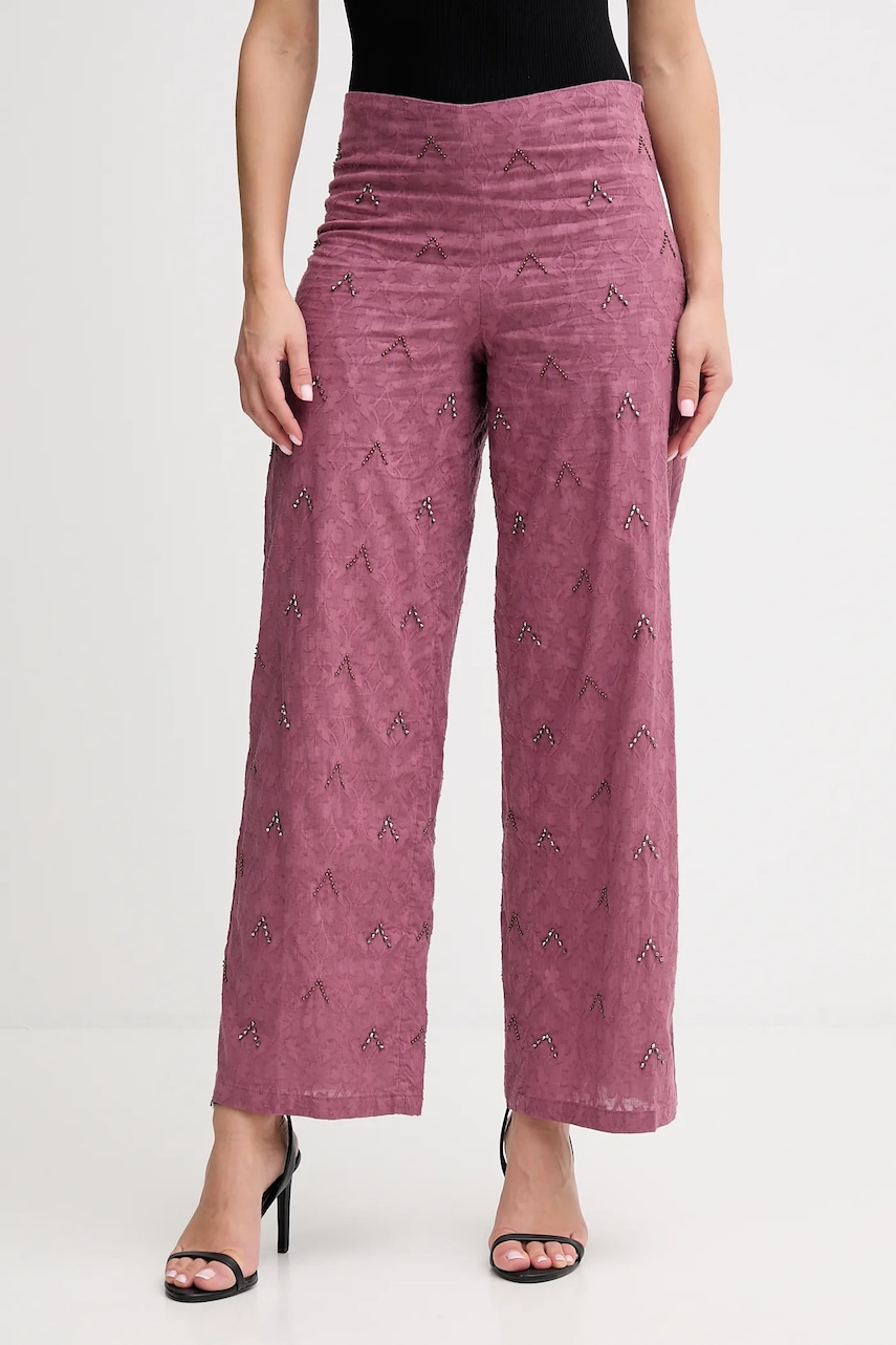 Hoss Intropia pantaloni culoarea roz, drept, high waist, 6542822