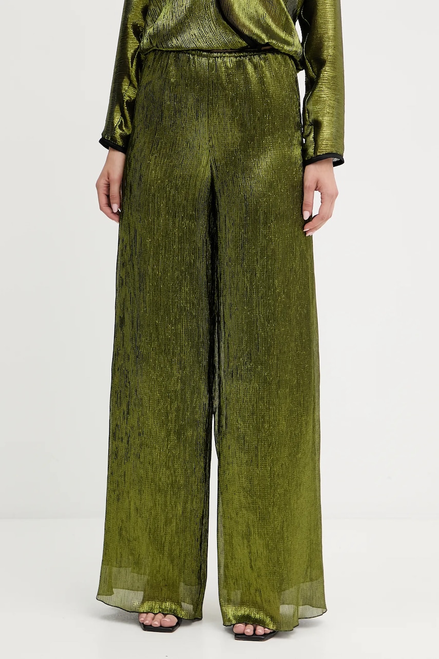 Forte Forte pantaloni culoarea verde, lat, high waist, 14106.my.pants