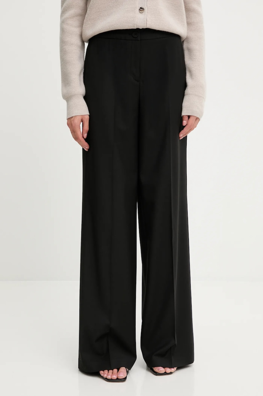 Levně Kalhoty s příměsí vlny Blugirl Blumarine černá barva, high waist, RF5267.T207A