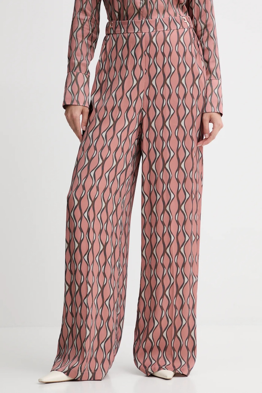 Fracomina pantaloni culoarea roz, drept, high waist, FS25WV3014W732K5